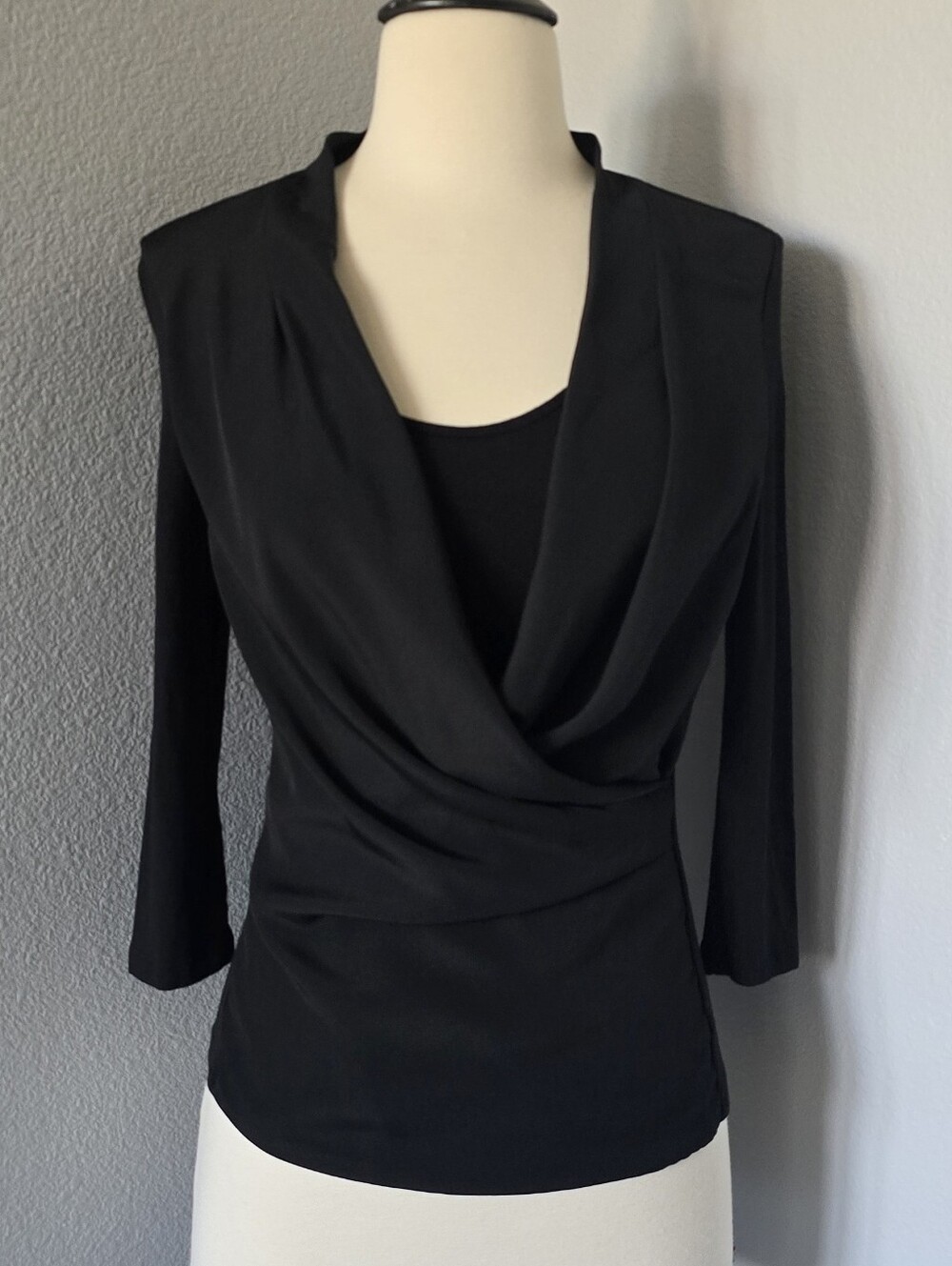 bebe Cowl Neck Drape Layered Blouse Work Office Going Out Top XS Extra Small
